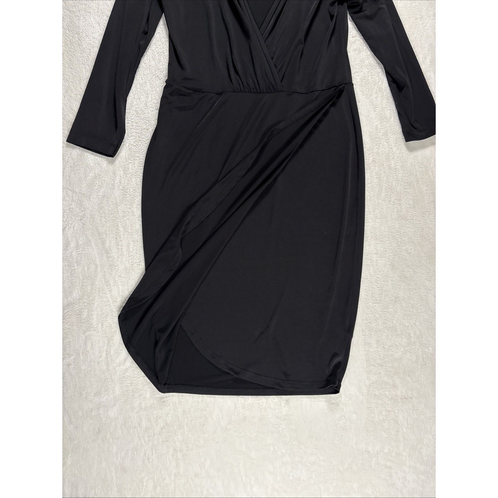 ASOS Women's Black Wrap Dress 3/4 Sleeve Mini Fitted Stretch Dress Size 6‎ - Picture 4 of 10